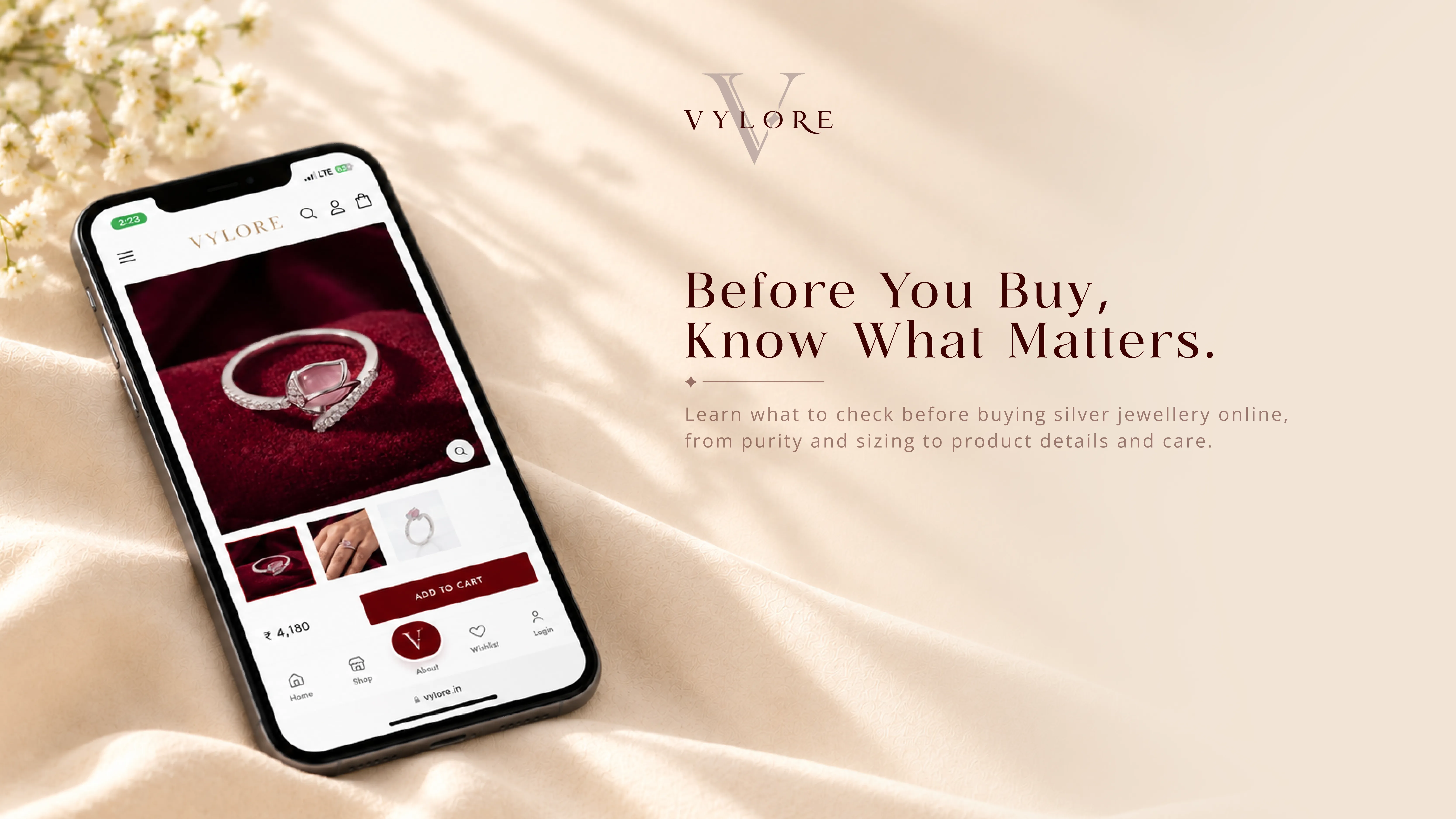 Silver jewellery displayed clearly for an online buying guide